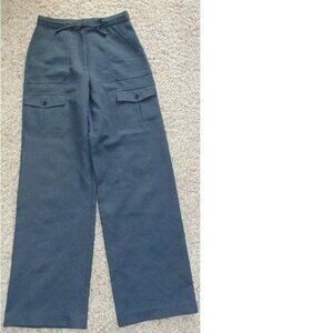 Womens Dress Pants 10T Tall Boutique Europa Gray Cargo Flat Front Straight Long
